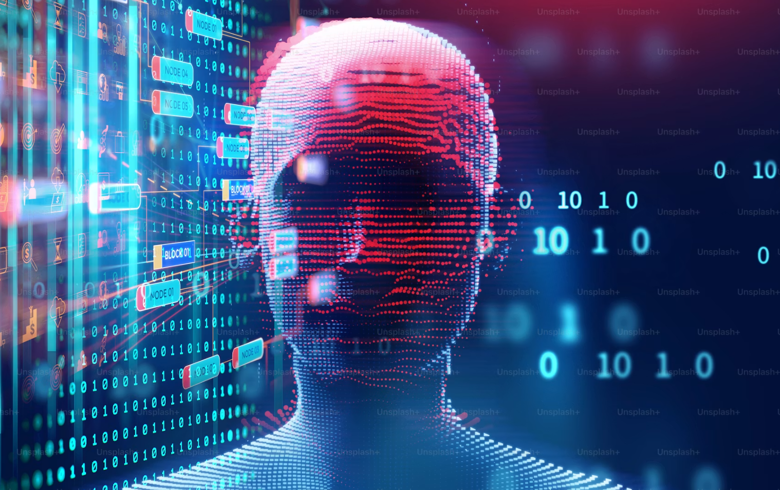 Illustration for an educational pamphlet on the gender-based harms of artificial intelligence, covering deepfakes, abusive chatbots and online safety for women and girls.